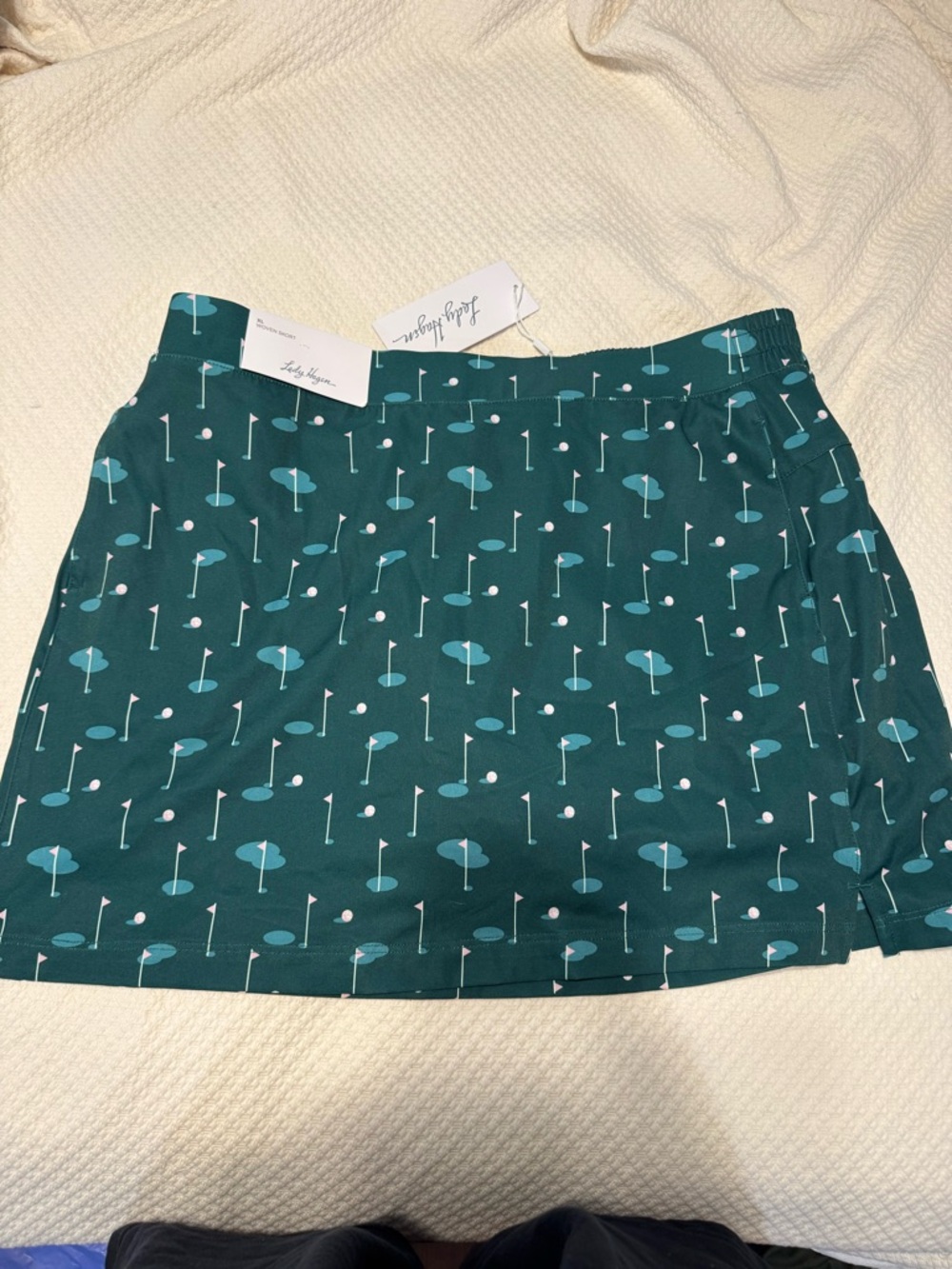 Lady Hagen Teal Green Golf-Print Mini Skort